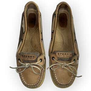 Sperry Top-Sider Angelfish Women's Boat Shoes Sz 8.5M Tan Leather Slip On Casual